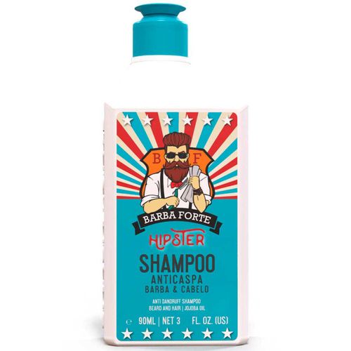 Shampoo Viagem Anticaspa Hipster Barba e Cabelo 90mL Barba Forte