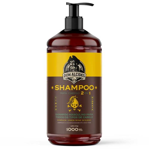 Shampoo Lemon Bone 1 Litro Barbearia 2 em 1 - Limpa e Condiciona Don Alcides