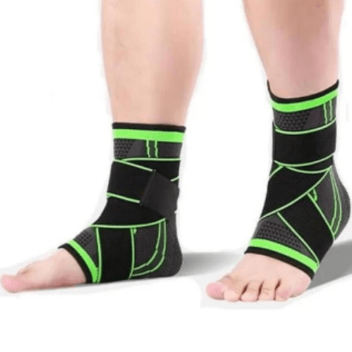 Kit Par Tornozeleira Ortopédica Ajustável com Suporte Elástico Cinta de Compressão Unissex Único Preto