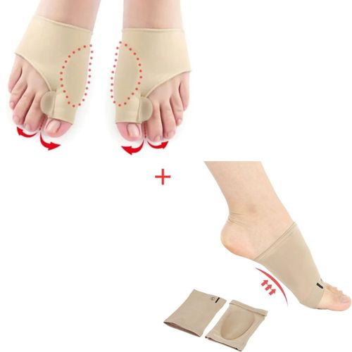 Kit Ortopédico 1 Par de Palmilhas para Fascite Plantar + 1 Par de Meias Protetoras com Separador de Joanetes Unissex Único Bege Kit Ortopédico 1 Par de Palmilhas para Fascite Plantar + 1 Par de Meias Protetoras com Separador de Joanetes Unissex Único Bege