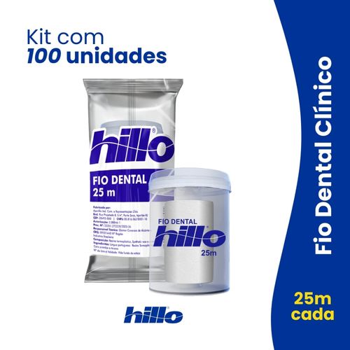 Kit 100 Fios Dentais 25 Metros Hillo Econômico com Brinde Sustentável