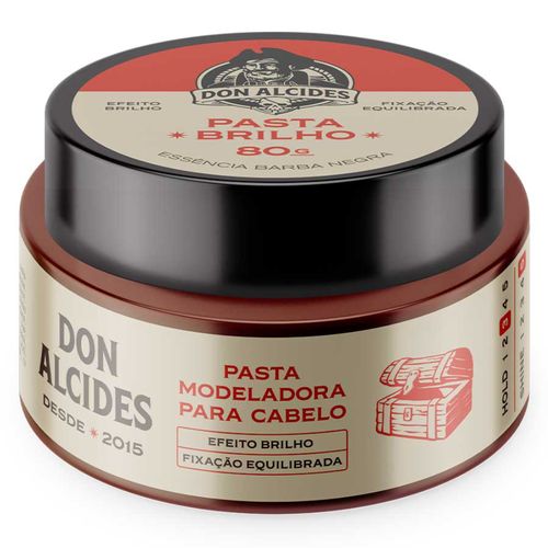 Pasta Brilho Barba Negra Pomada Para Cabelo Média Fixação 80g Don Alcides