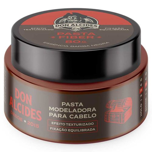 Pasta Fiber Barba Negra Pomada Para Cabelo Média Fixação 80g Don Alcides