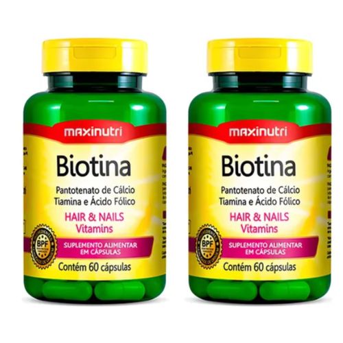 BIOTINA COM 60 CÁPSULAS cabelo pele e unha kit 2