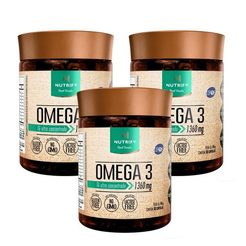 Kit 3 Ômega 3 Tg Ultra Concentrado EPA Nutrify 60 Cápsulas Sem Sabor Kit 3 Ômega 3 Tg Ultra Concentrado EPA Nutrify 60 Cápsulas Sem Sabor