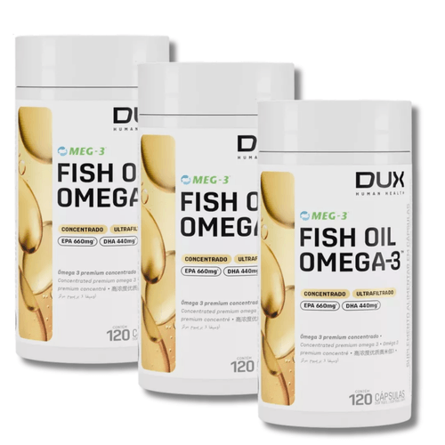 KIT 3 Fish Oil Ômega 3 Dux Nutrition 120 Caps KIT 3 Fish Oil Ômega 3 Dux Nutrition 120 Caps