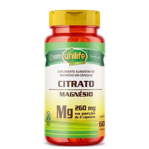 Magnésio Citrato 60 cápsulas 990mg Unilife Magnésio Citrato 60 cápsulas 990mg Unilife