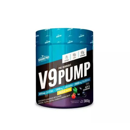 V9 Pump Pre Treino 300g Acai c/ Guarana- Sharkpro Suplementos V9 Pump Pre Treino 300g Acai c/ Guarana- Sharkpro Suplementos