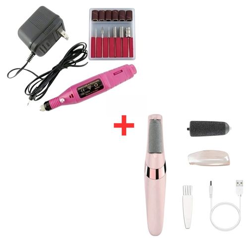 Kit Lixadeira Unha Eletrica Profissional Motor Bivolt E Removedor de Calos Portátil Esfoliador para os Pés USB