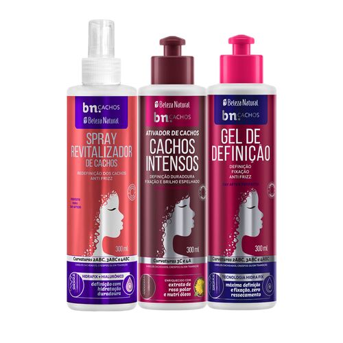 Kit Trio Spray Revitalizador + Ativador de Cachos Intensos + Gel de Definição (3 itens) | BN Cachos Kit Trio Spray Revitalizador + Ativador de Cachos Intensos + Gel de Definição (3 itens)