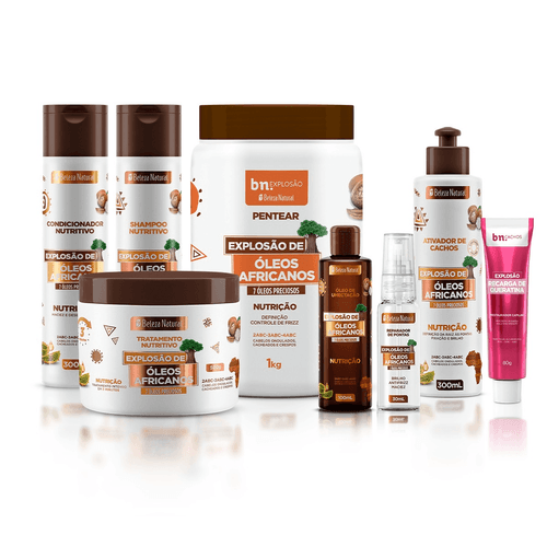 Kit Beleza Natural Linha Óleos Africanos + Queratina + Óleos