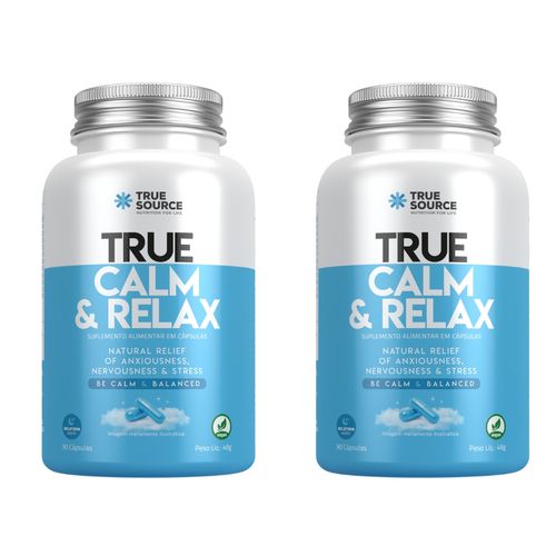 **N EXP ** Kit 2 True Calm & Relax 90 Caps Relaxante Magnésio TrueSource Sem Sabor