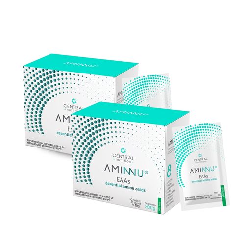 Kit 2 Aminnu EAAs  Aminoácidos 30 Sachês 10g Central Nutrition Limão