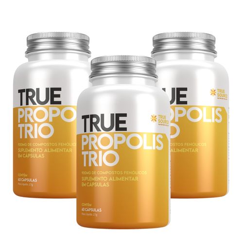 Kit 3 True Própolis Verde Marrom Vermelho Trio Natural TrueSource Sem Sabor Kit 3 True Própolis Verde Marrom Vermelho Trio Natural TrueSource Sem Sabor