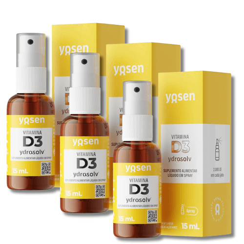 KIT 3 Vitamina D3 Ydrosolv em SPRAY - 15ml Yosen KIT 3 Vitamina D3 Ydrosolv em SPRAY - 15ml Yosen