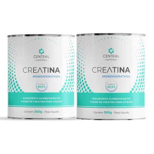 Kit 2 Creatina Monohidratada  99,9%  Pureza 300g Central Nutrition Sem Sabor