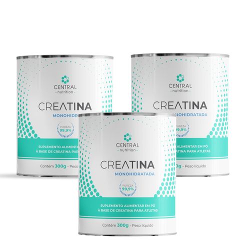 Kit 3 Creatina Monohidratada 99,9% Pureza 300g Central Nutrition Sem Sabor Kit 3 Creatina Monohidratada 99,9% Pureza 300g Central Nutrition Sem Sabor