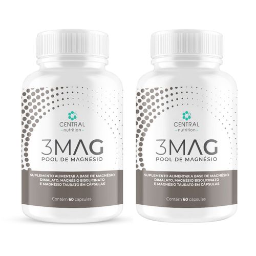 Kit 2 3Mag Pool Magnésio 60 Cápsulas Central Nutrition Sem Sabor