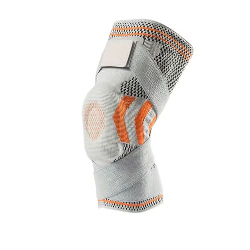Joelheira Compressão Estabilizador Esportivo Silicone Gel com Faixa Ajustável Suporte para Joelho Cinza