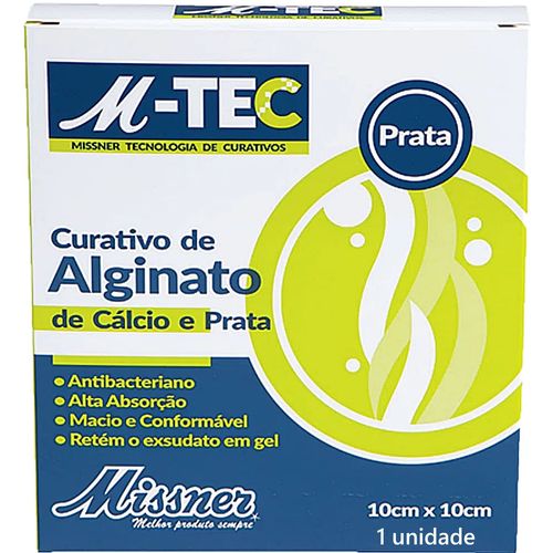 Curativo M-Tec Alginato de Calcio e Prata 10X10cm - unidade Curativo M-Tec Alginato de Calcio e Prata 10X10cm - unidade