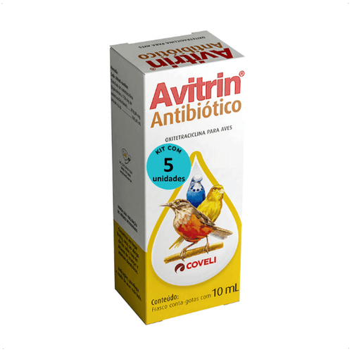 AVITRIN ATB 10ML COVELI PARA AVES E PÁSSAROS KIT COM 5