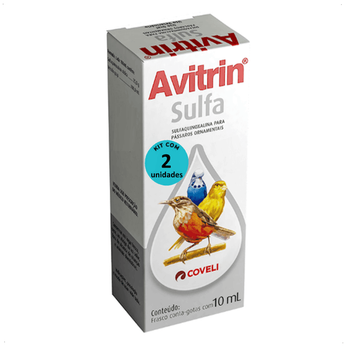 AVITRIN SULFA 10ML COVELI PARA AVES ORNAMENTAIS KIT COM 2