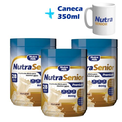 3 potes de Nutra Senior Premium 50+ 800g ZERO LACTOSE sabor Natural e Caneca Exclusiva Nutra Senior Kit Natural + Caneca 3 potes de Nutra Senior Premium 50+ 800g ZERO LACTOSE sabor Natural e Caneca Exclusiva Nutra Senior Kit Natural + Caneca
