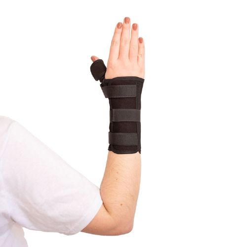Órtese Curta com Tala para Punho e Polegar Mercur - Preta - Direita - G