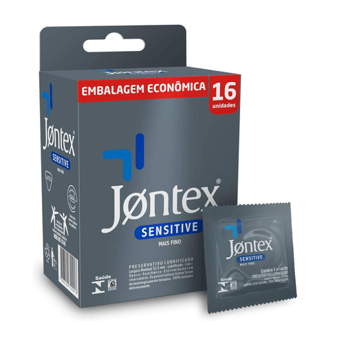 Preservativo Lubrificado Jontex Sensitive 16 unidades, Transparente[AMZ]