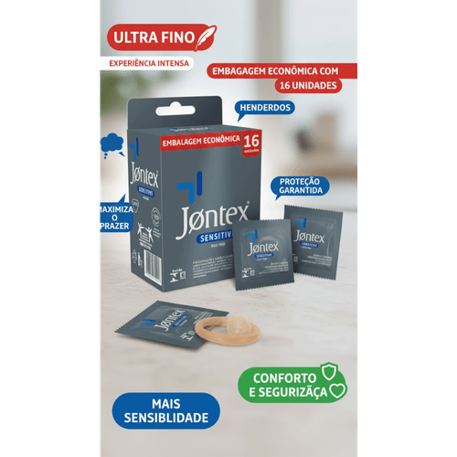 Preservativo Lubrificado Jontex Sensitive 16 + 16 Kit 2 Caixas Preservativo Lubrificado Jontex Sensitive 16 + 16 Kit 2 Caixas