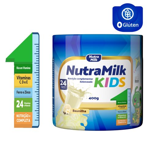 Nutra Kids Suplemento Alimentar infantil - Melhora função cognitiva, concentração e função cognitiva Baunilha 400g