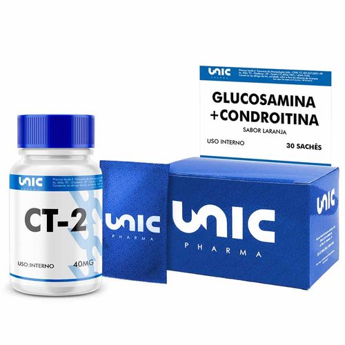 Ct-2 ( Colágeno Tipo 2) 40mg 30Caps + Glucosamina com Condroitina - Sabor laranja 30 Sachês