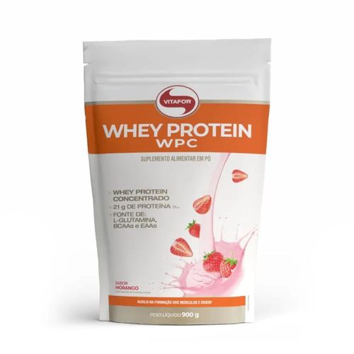 Whey Protein WPC Morango Vitafor Pouch 900g