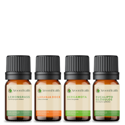 Kit 4 óleos essenciais – Laranja Doce, Bergamota, Lemongrass e Eucalipto Globulus - 5 ml cada