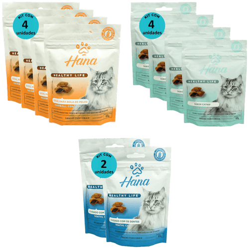 2 SNACKS HANA LIFE DENTAL CARE + 4 HAIRBALL CONTROL + 4 CAT SENSATIONS 2 SNACKS HANA LIFE DENTAL CARE + 4 HAIRBALL CONTROL + 4 CAT SENSATIONS