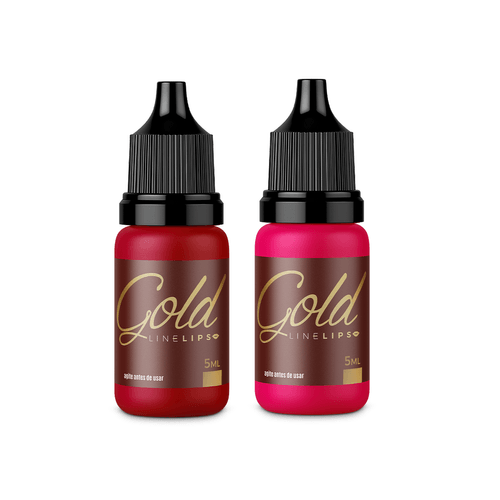 Kit 2 Pigmentos Magcolor Gold Line Lips Vermelho e Pink