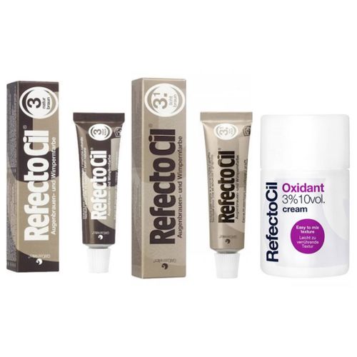 Kit Refectocil Tintura Castanho Natural 3.0 + Castanho Claro 3.1 + Oxidante Creme