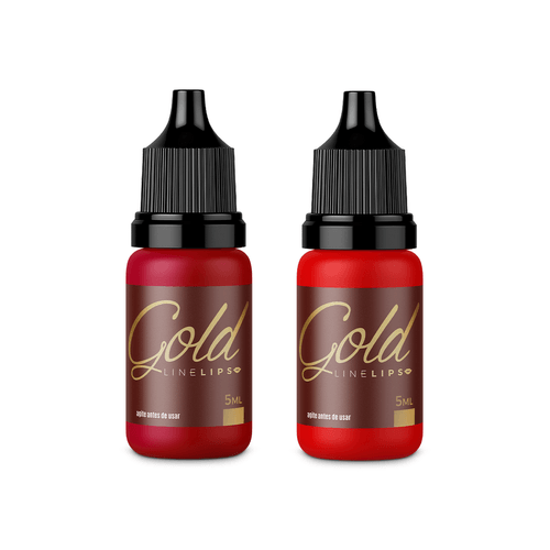 Kit 2 Pigmentos Magcolor Gold Line Lips Vermelho e Pitanga