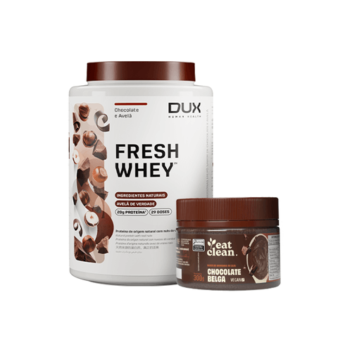 Kit Belga Fresh Whey Chocolate e Avelã 900g + Pasta de Castanha de Caju Chocolate Belga 300g Kit Belga Fresh Whey Chocolate e Avelã 900g + Pasta de Castanha de Caju Chocolate Belga 300g
