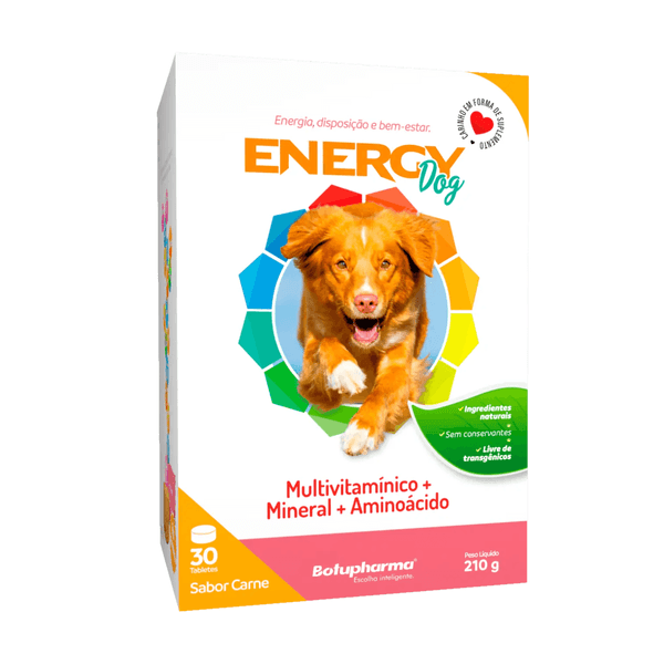 ENERGY DOG 210G COM 30 TABLETES SABOR CARNE PARA CÃES