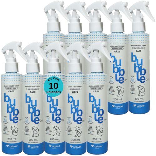BANHO A SECO BUBBLE DRY SPRAY 200ML PARA CÃES KIT COM 10