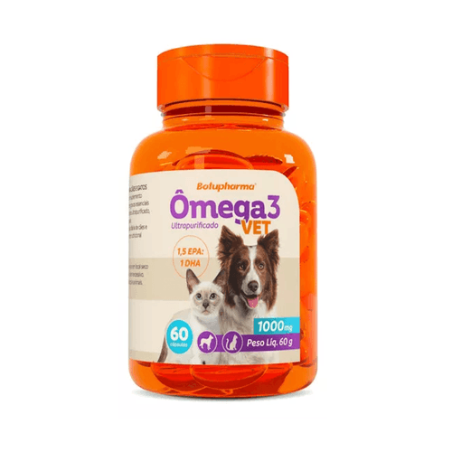 ÔMEGA 3 VET 1000MG COM 60 CÁPSULAS PARA CÃES E GATOS