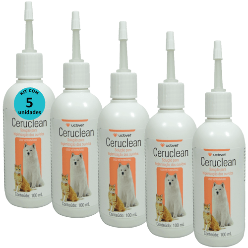 Ceruclean 100ml Solução Para Higienização dos Ouvidos Para Cães e Gatos Kit Com 5
