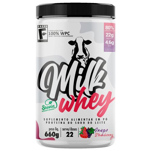 Milk Whey Morango com Uva Fresh Nutrition 660g Milk Whey Morango com Uva Fresh Nutrition 660g