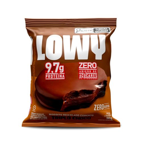 Biscoito Recheado Coberto Triplo Choco Lowy 50g Biscoito Recheado Coberto Triplo Choco Lowy 50g