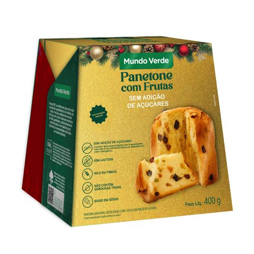 Panetone com Frutas Sem Adição de Açúcares Mundo Verde 400g Panetone com Frutas Sem Adição de Açúcares Mundo Verde 400g