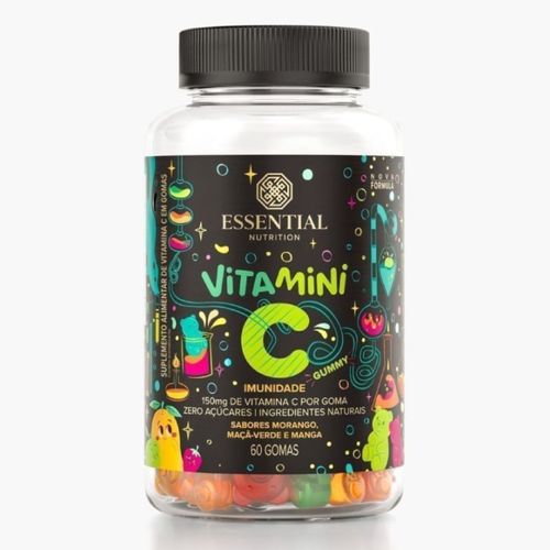 Vitamini C Gummy Morango Maçã Verde e Manga Essential Nutrition 60 Gomas