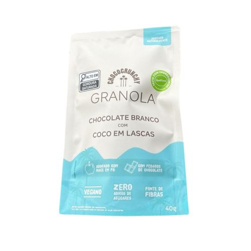 Granola Chocolate Branco com Coco em Lascas ChocoCrunchy 40g Granola Chocolate Branco com Coco em Lascas ChocoCrunchy 40g