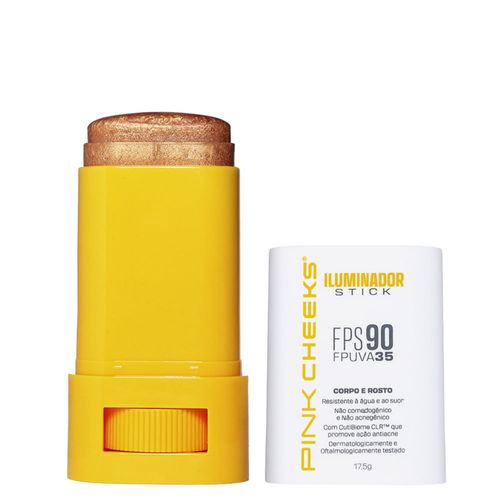 Iluminador Multifuncional Corporal e Facial com Proteção Solar Pink Cheeks FPS 90 FPUVA 35 Gold 17,5g Gold 17,5g Iluminador Multifuncional Corporal e Facial com Proteção Solar Pink Cheeks FPS 90 FPUVA 35 Gold 17,5g Gold 17,5g