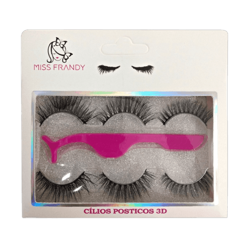 Kit Miss Frandy - Cílios Postiços com 3 Pares e Uma Pinça NULO